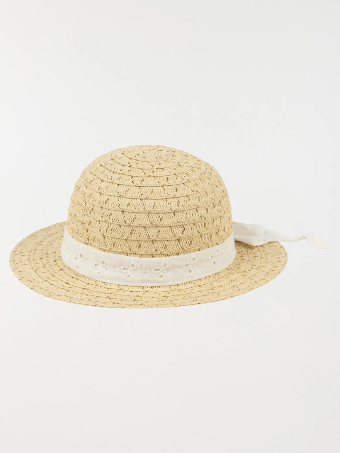 Chapeau de paille ruban blanc fille