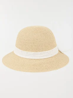 Chapeau paille broderie anglaise fille