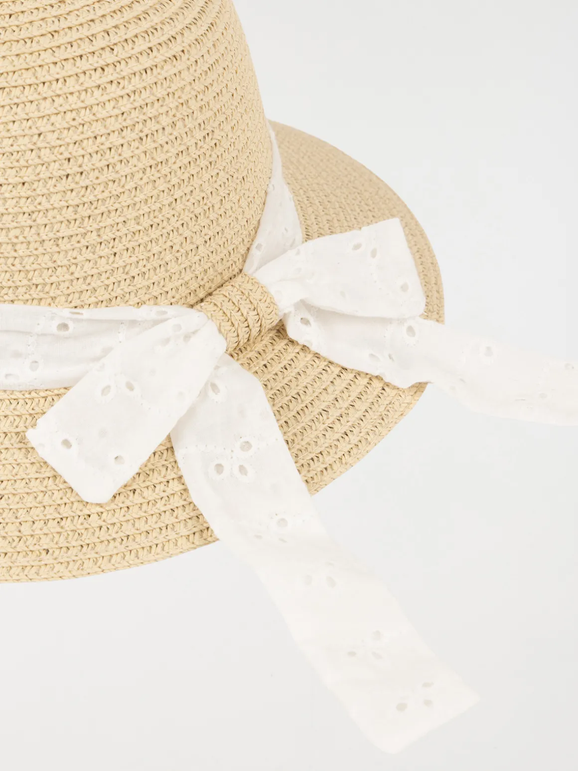 Chapeau paille broderie anglaise fille