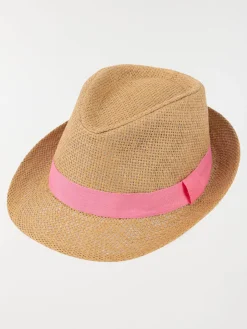 Chapeau paille ruban sorbet fraise fille