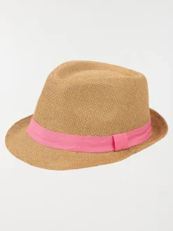 Chapeau paille ruban sorbet fraise fille