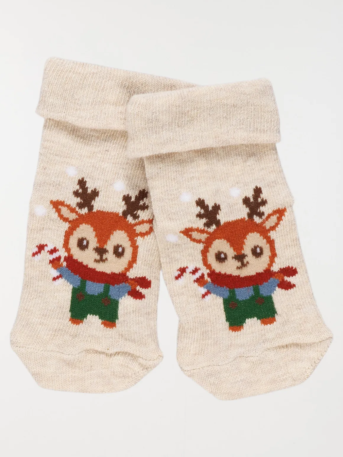 Chaussettes de noël beige cerf bébé