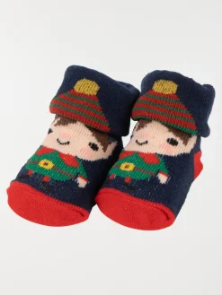Chaussettes de Noël lutin marine bébé