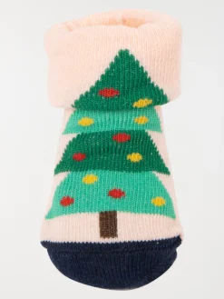 Chaussettes de Noël sapin rose bébé