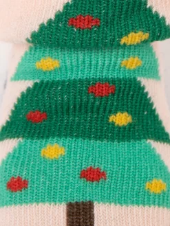 Chaussettes de Noël sapin rose bébé