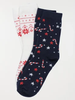 Chaussettes douces imprimé de noël femme
