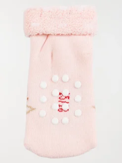 Chaussettes renne de noël bébé rose