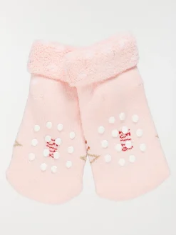 Chaussettes renne de noël bébé rose