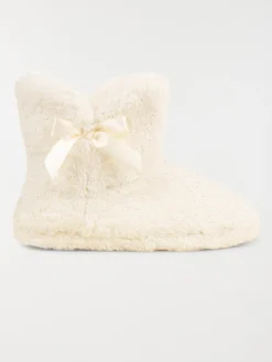 Chausson botte noeud femme beige (36-41)