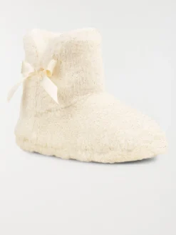 Chausson botte noeud femme beige (36-41)