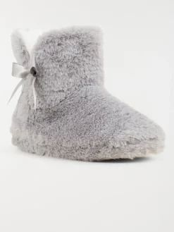 Chausson botte noeud femme gris (36-41)
