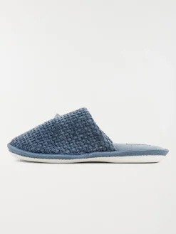 Chausson mule bleu noeud femme (36-41)