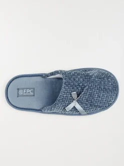 Chausson mule bleu noeud femme (36-41)