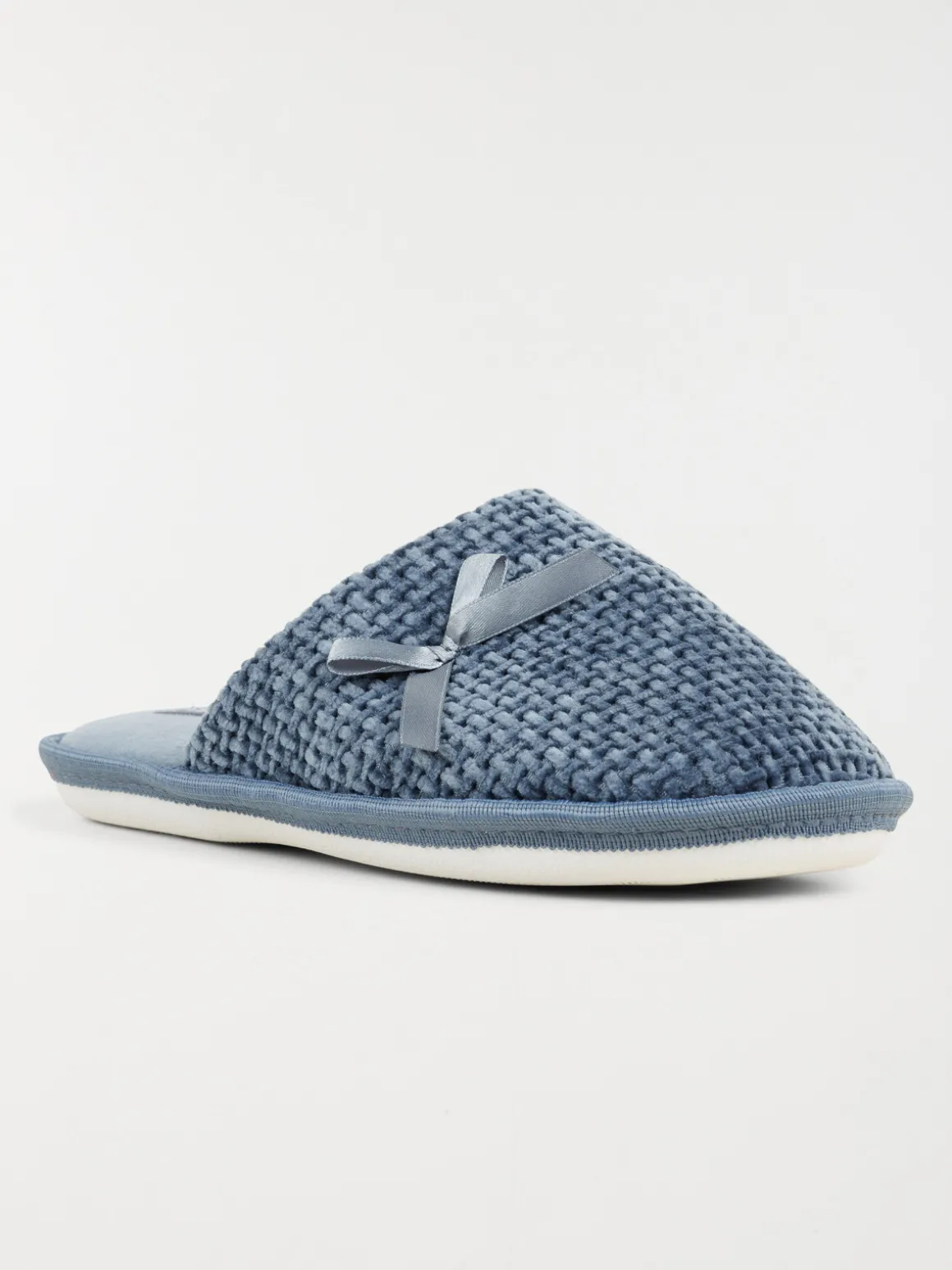 Chausson mule bleu noeud femme (36-41)