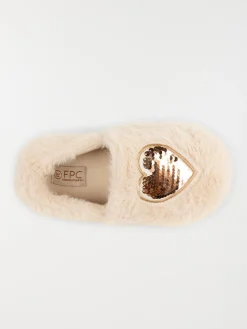 Chaussons coeur fille beige (31-35)