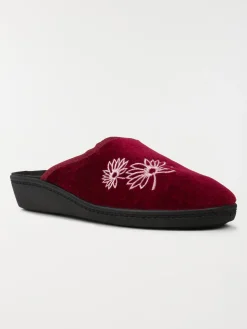 Chaussons fleurs brodées femme (36-41)