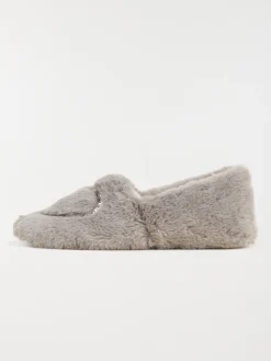 Chaussons gris coeur femme (36-41)