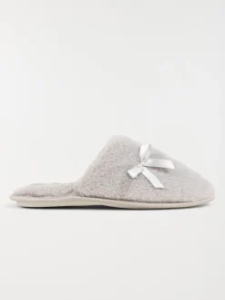 Chaussons gris noeud ruban femme (36-41)