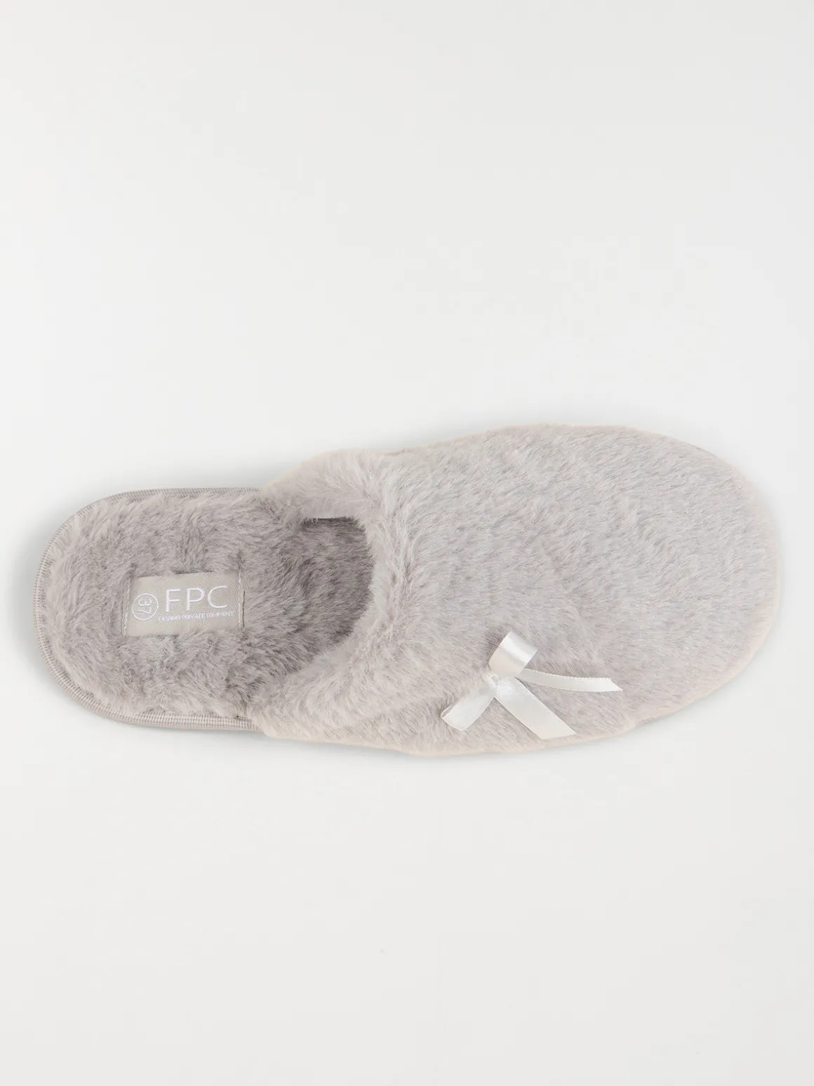 Chaussons gris noeud ruban femme (36-41)
