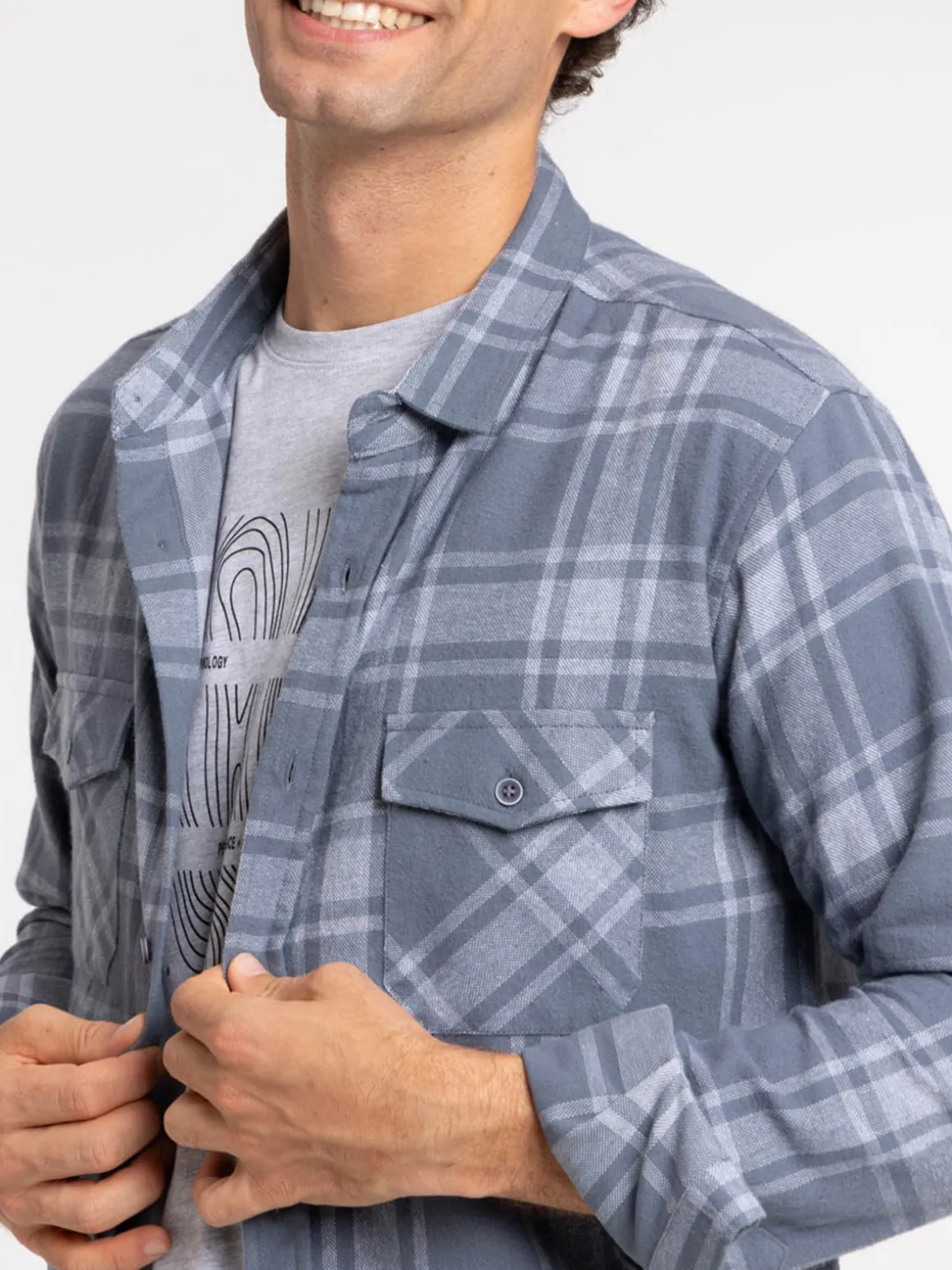 Chemise à carreaux bleu lac homme