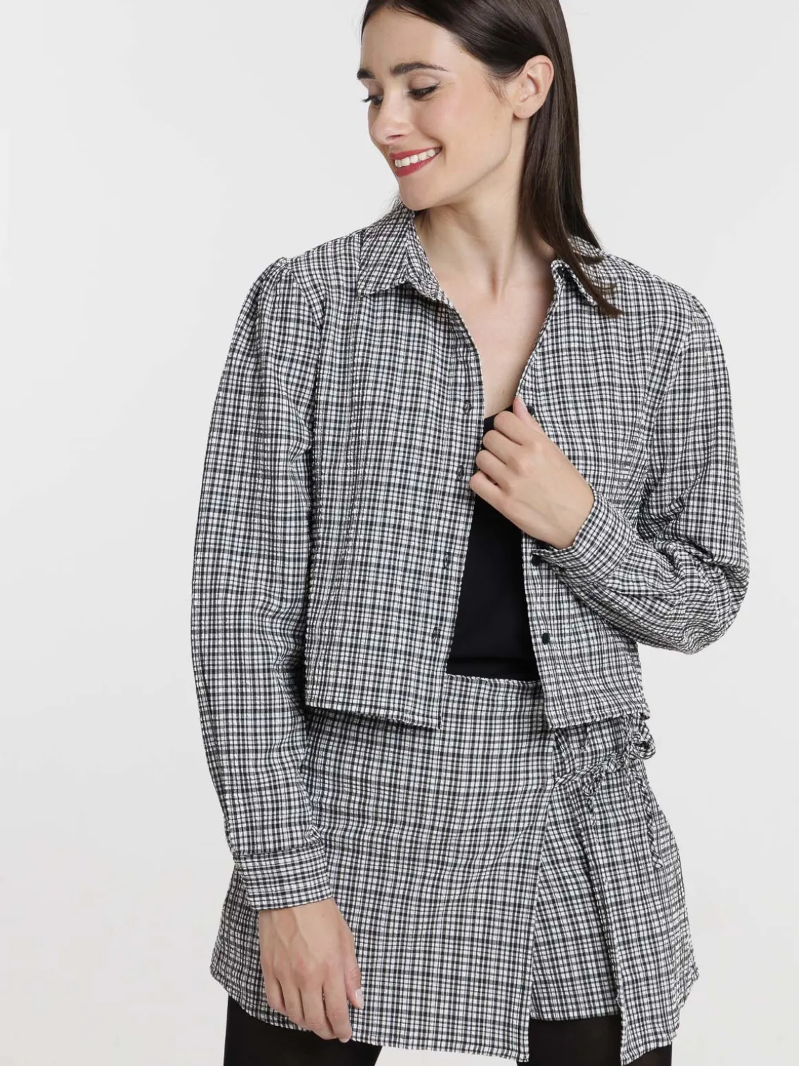 Chemise à carreaux courte femme