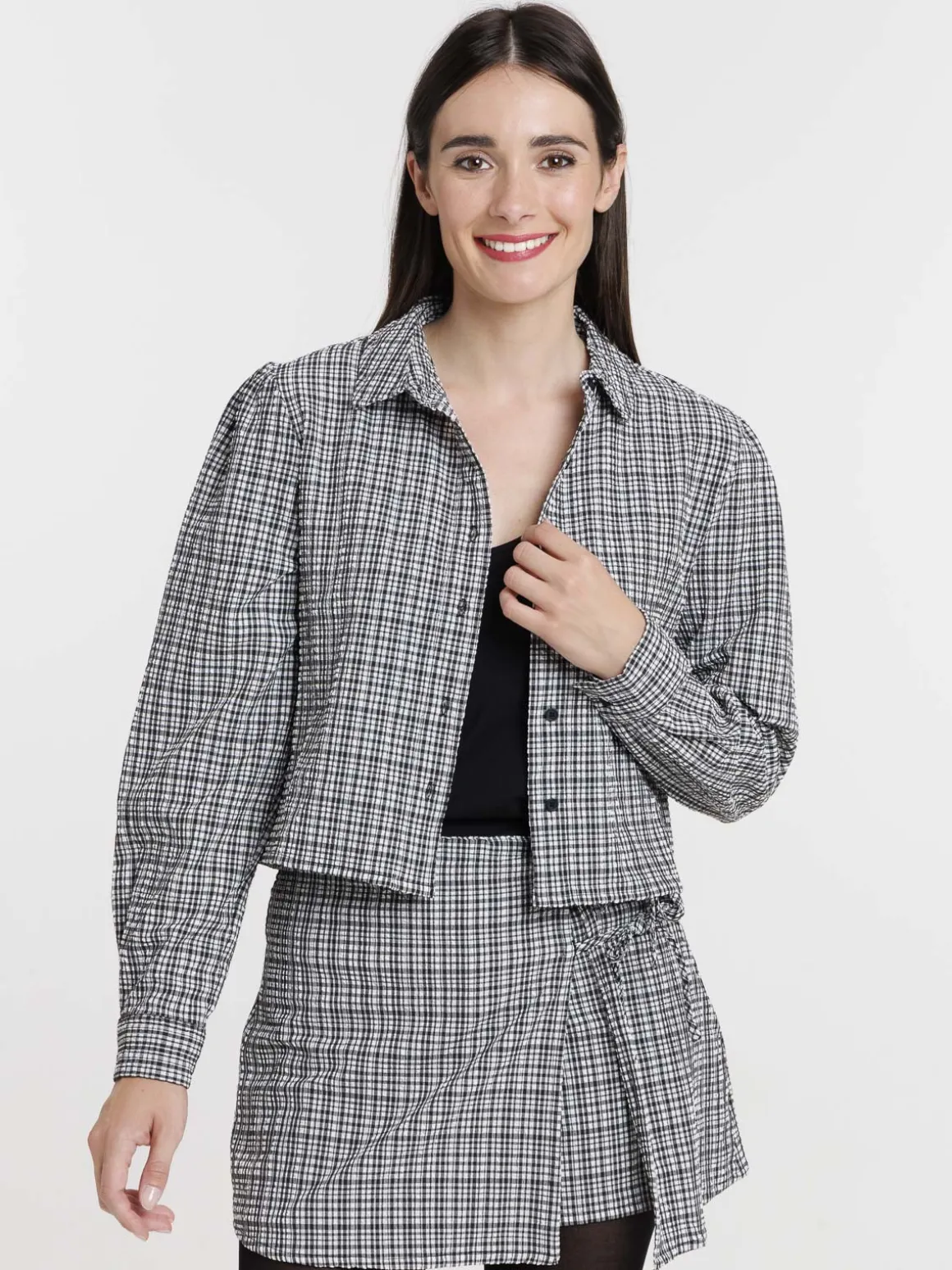 Chemise à carreaux courte femme