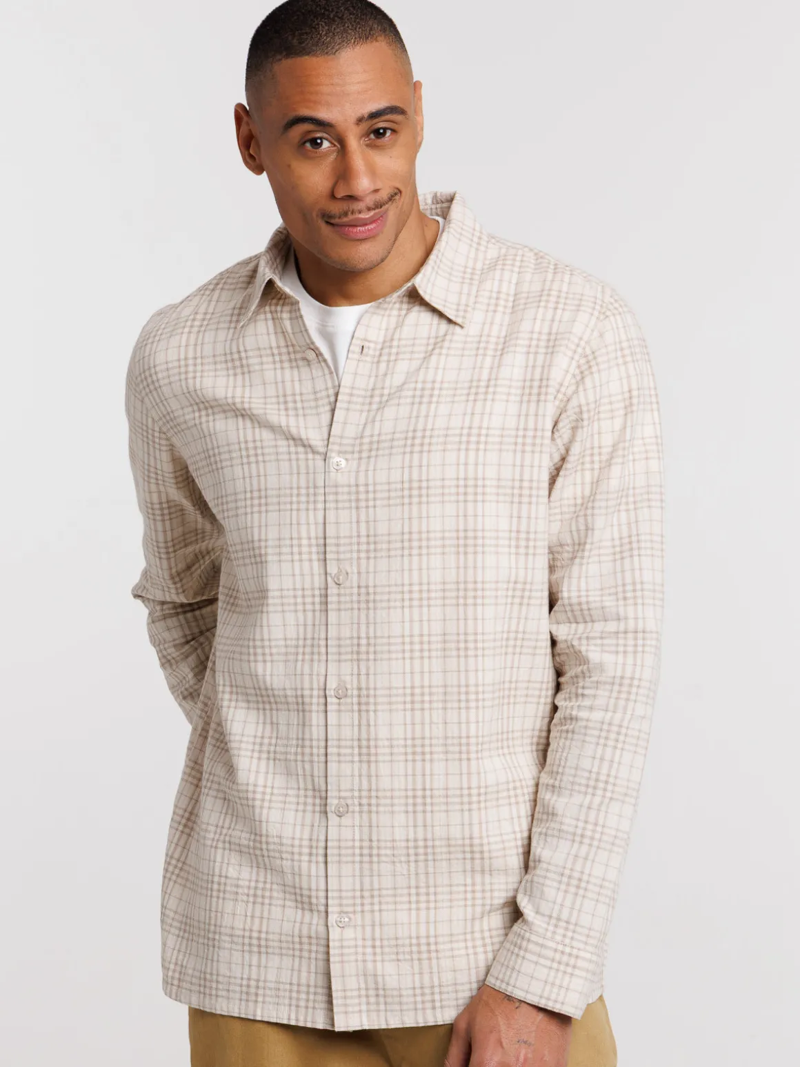 Chemise à carreaux lin homme