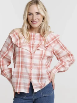 Chemise à carreaux marsala femme