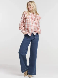 Chemise à carreaux marsala femme