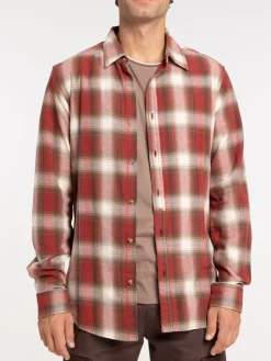 Chemise à carreaux terracotta homme