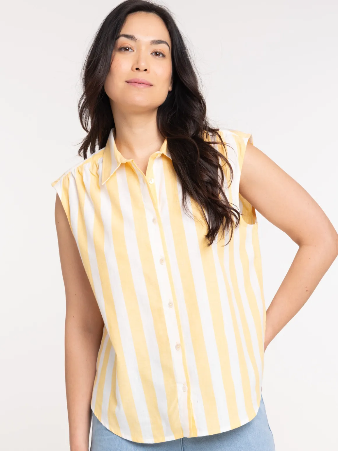 Chemise à rayures sans manches femme