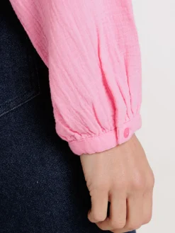Chemise col tunisien bubble pink femme
