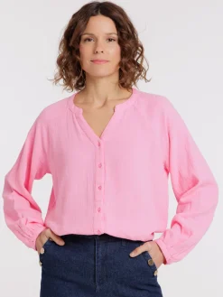 Chemise col tunisien bubble pink femme