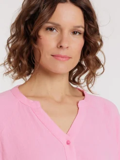Chemise col tunisien bubble pink femme
