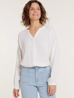 Chemise col tunisien coquille femme