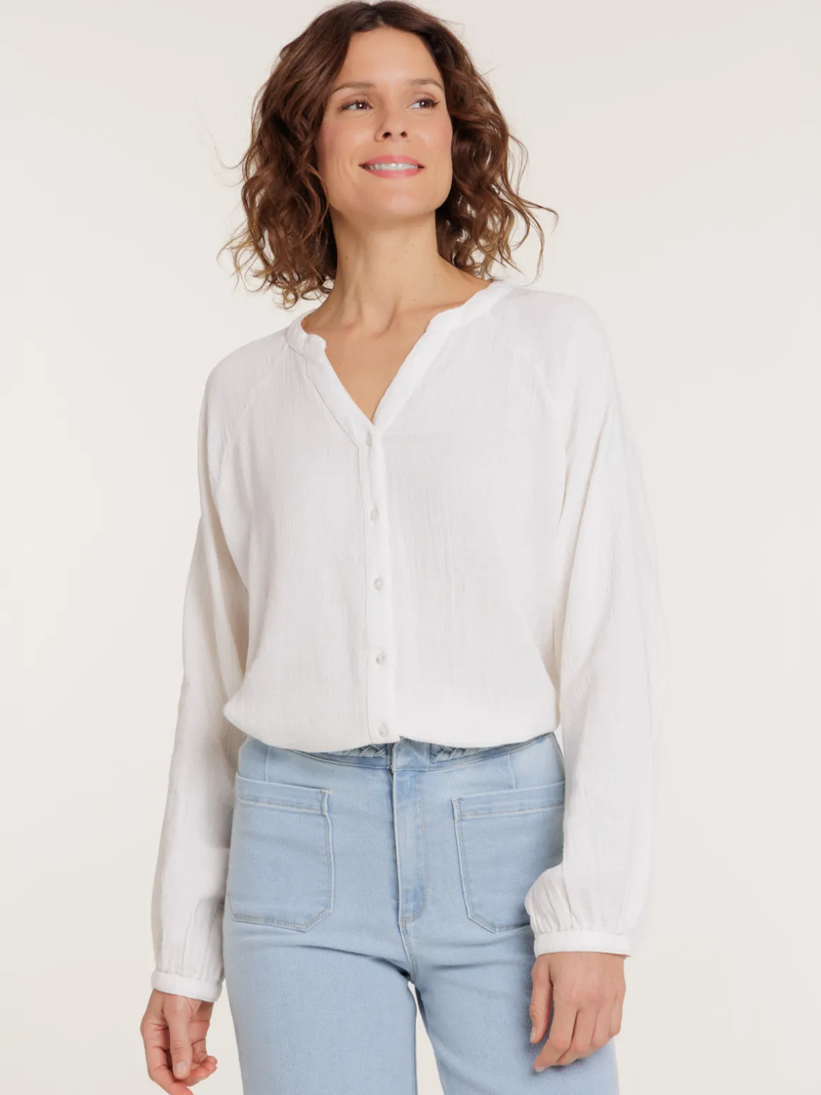 Chemise col tunisien coquille femme