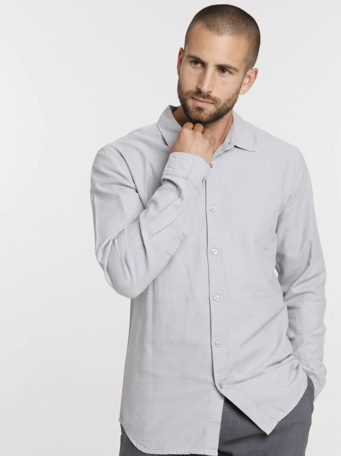 Chemise coton coloris neutre homme