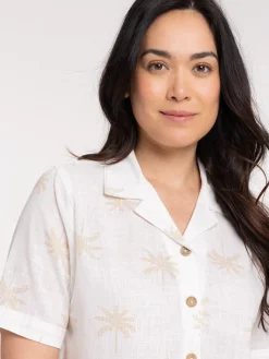 Chemise courte femme motif palmier