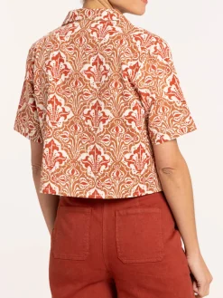 Chemise courte imprimée femme