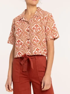 Chemise courte imprimée femme