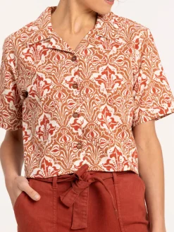 Chemise courte imprimée femme