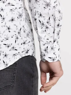 Chemise écru fleurie homme