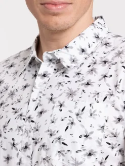 Chemise écru fleurie homme