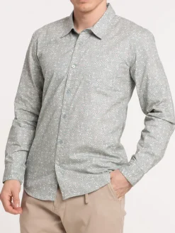 Chemise écru fleurie homme