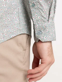 Chemise écru fleurie homme
