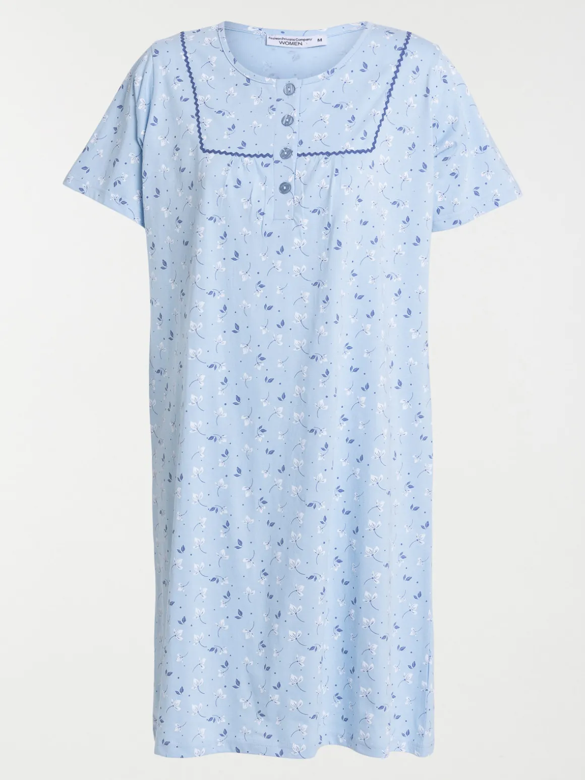 Chemise de nuit bleue fleurie femme
