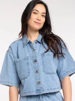 Chemise en jean courte femme