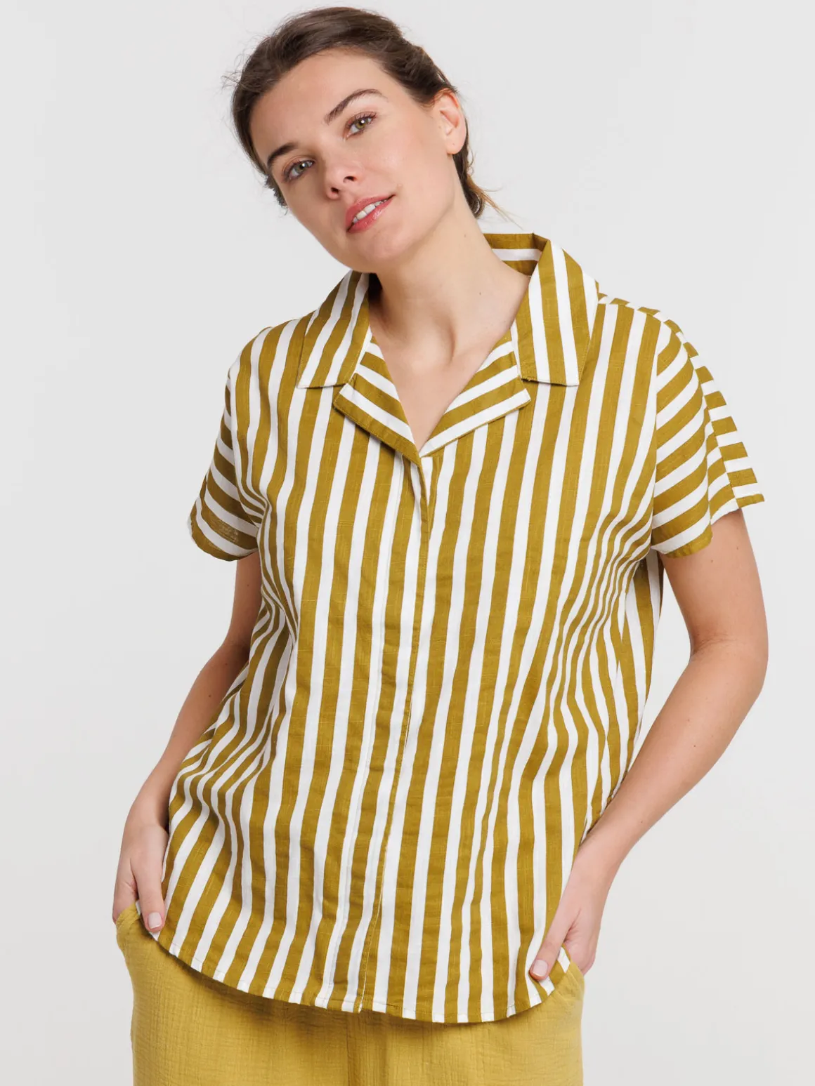 Chemise femme à rayures manches courtes