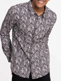 Chemise fleurie noire homme