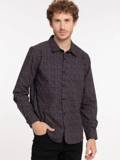 Chemise fleurie noire homme